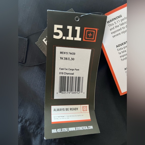 5.11 Tactical Men's Fast-Tac Cargo Pants Men’s 38/30 NWT - Picture 2 of 3